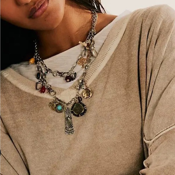 Free People Maxamillion World Traveler Multi-Layer Charm Necklace - Picture 3 of 5